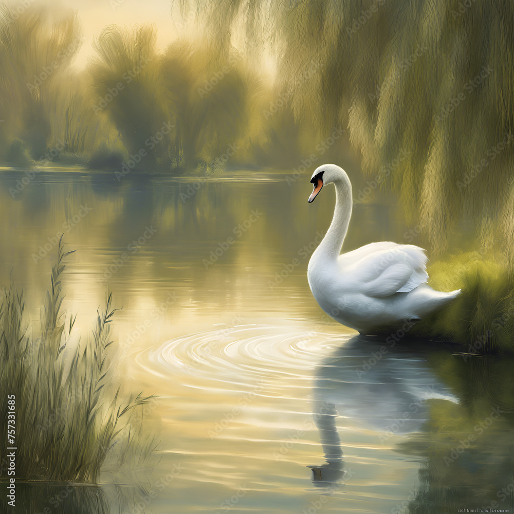 Fototapeta premium swan on the lake