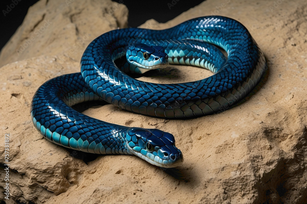 Obraz premium Sleek and sinuous, snakes slither through the world with a grace that defies gravity, their iridescent scales shimmering like liquid silk as they navigate the hidden realms of earth and sky, embodying