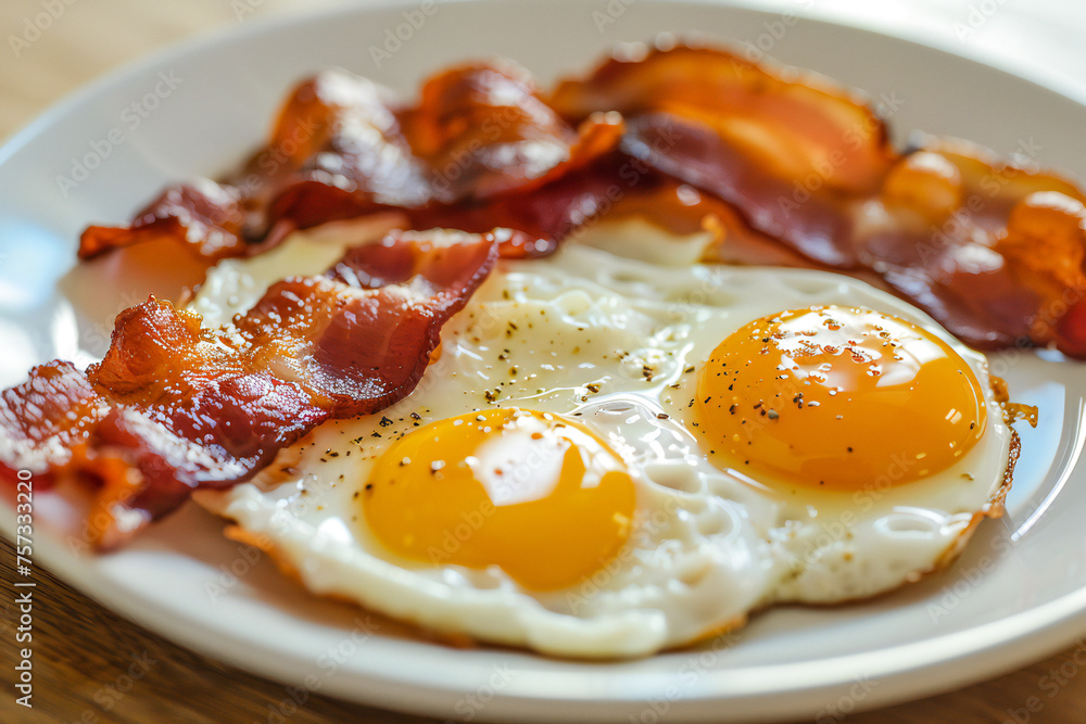 White Plate With Eggs and Bacon White Plate With Eggs and Bacon