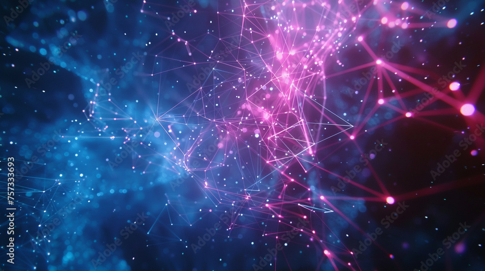Space-themed artistry neon nodes interweaving across the void Space-themed artistry neon nodes interweaving across the void