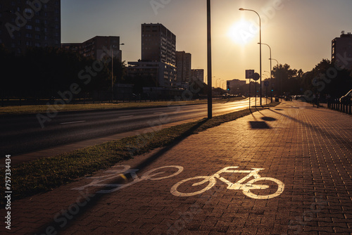 Bicycle path in Goclaw area, subdistrict of Praga-Poludnie, Warsaw city, Poland