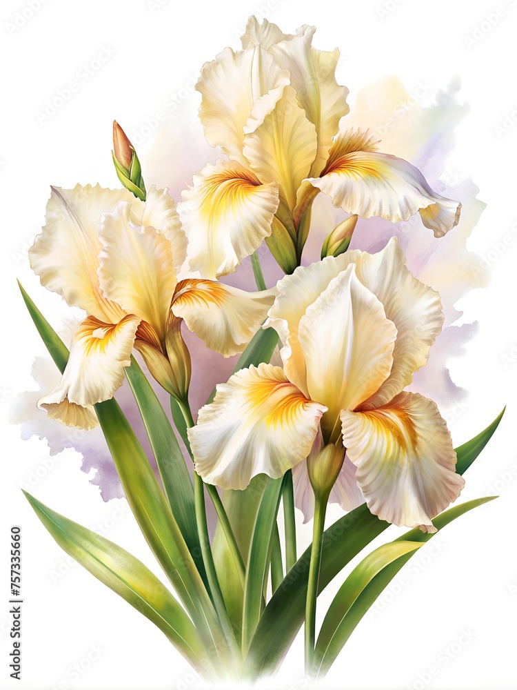 bouquet of flowers. Image of fantastic irises. Postcard, poster, cover.