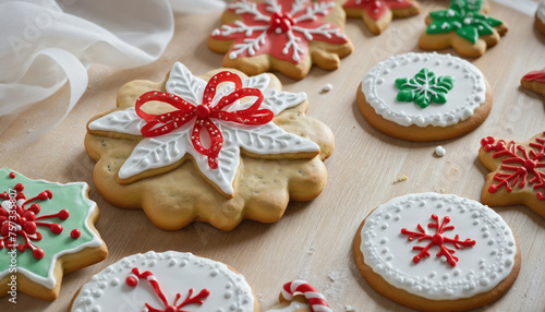Delicious cookies with Christmas decoration