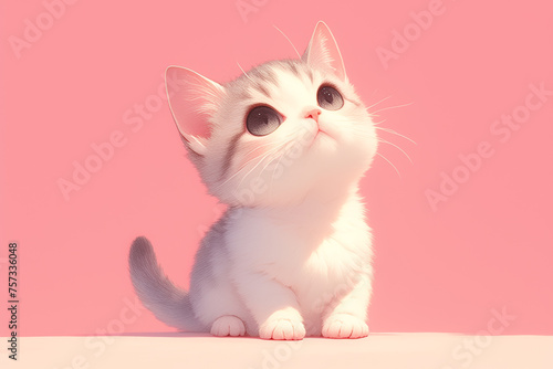 A cat's face drawn by Midjourney. Portrait of a cute kitten mascot in Japanese manga and anime style. cat concept.