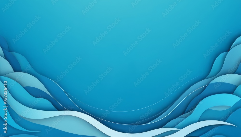 Obraz premium Sea illustration, blue waves. Summer design. Design concept for water park, tourism, cruise, advertising, print. flat lay, copy space