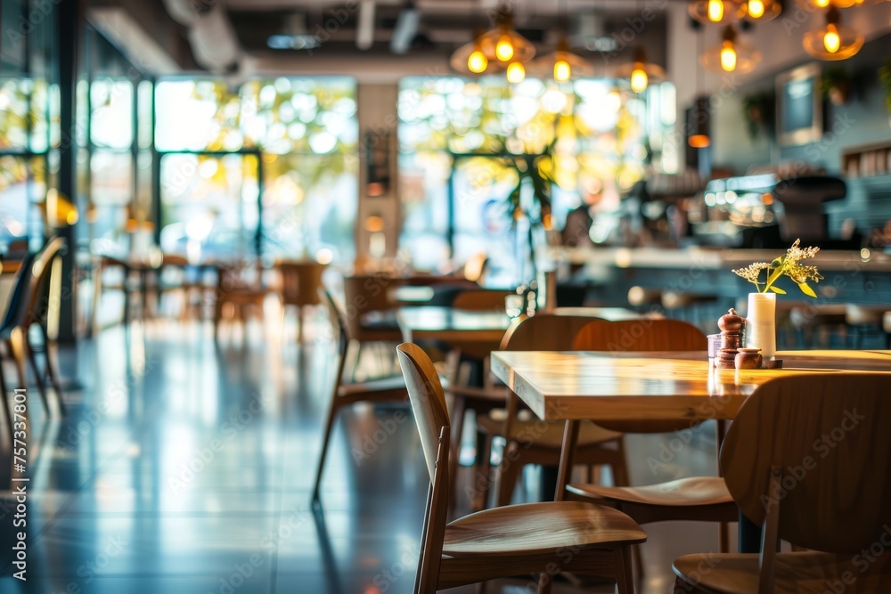 Modern interior of restaurant for dinner and rest with great counter, Restaurant or cafe background.