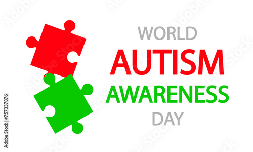 Autism Awareness World Day puzzles, vector art illustration.