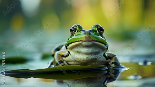 Chubby frog on a lily pad serene pond life