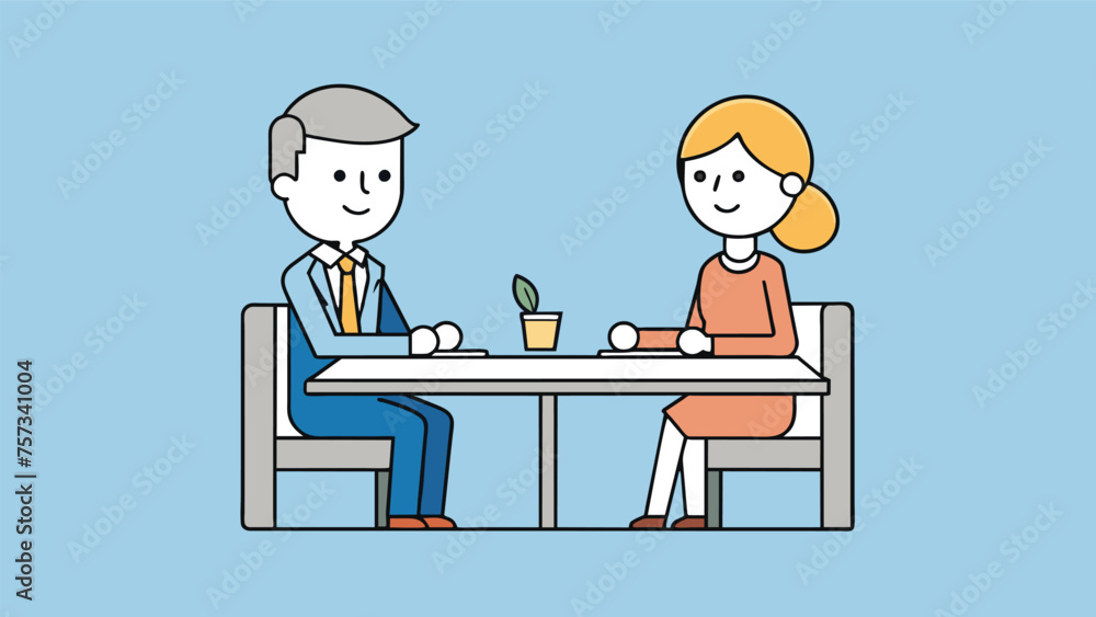 business conversation man and woman at the table vector 13.eps
