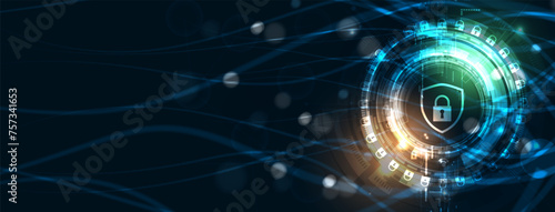Cyber security and information or network protection. Future cyber technology web services for business and internet project