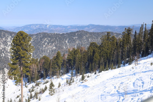  Views of the ski resort Teletski. Ski resort is located near Lake Teletskoye. 