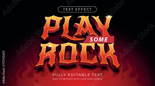 Editable text effects. Rock music event title with flames