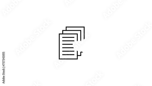 Animated file management line library icon . Digital document. Download and share icon on background