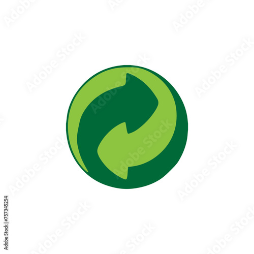 Green point symbol. European legislation for the treatment and recycling of plastic packages Vector