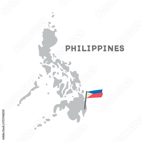 Philippines vector map with the flag inside. Map of the Philippines with the national flag isolated on white background. Vector illustration. Every country in the world is here