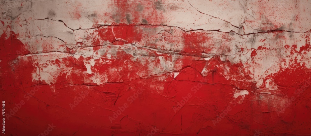 Obraz premium A detailed closeup of a magenta and white rectangular wall painted with vibrant art paint, creating a beautiful horizon of tints and shades