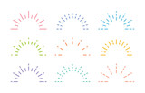A set of radial semicircle illustrations with minimal, simple, modern, geometric, and abstract designs with fireworks and firecrackers concept.
