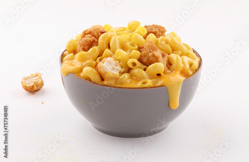 Macaroni and Cheese  on white background photo