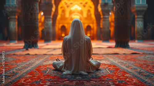 A Muslim prays in mosque