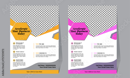 Eye catching color flyer design for company , corporate , business farm , business as well as introduction way with polygon background .