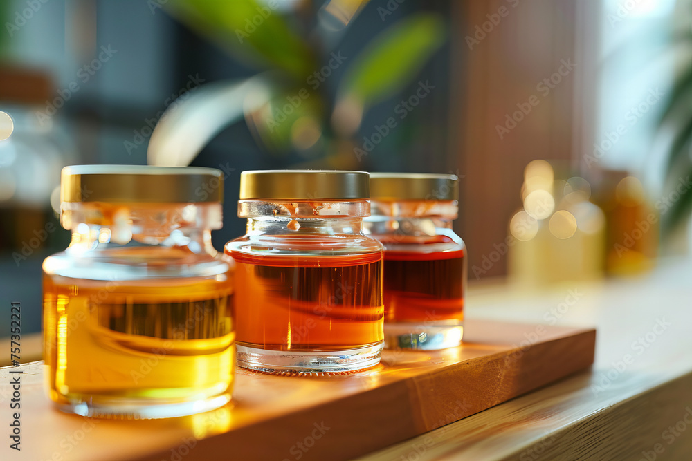 Golden Honey Jars Glowing in Warm Sunlight Kitchen Banner Golden Honey Jars Glowing in Warm Sunlight Kitchen Banner