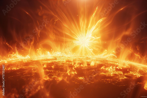 Fiery Solar Flare Engulfing Earth in a Cosmic Spectacle Banner
