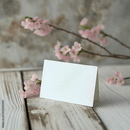 Blank Greeting Card with White Magnolia Flowers