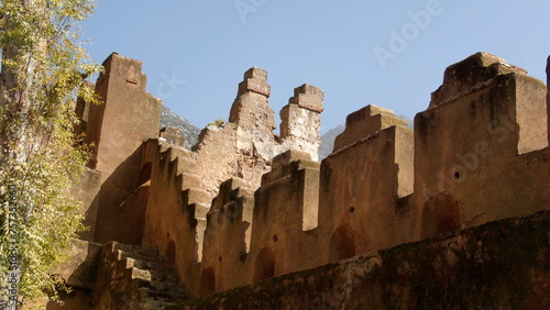 Parapet wall on the Kasbah in the Uta Hammam Square, in Chefchaouen, Morocco © Angela