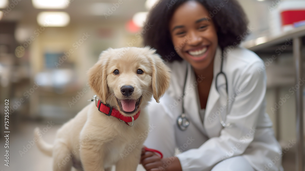 veterinarian with cute dog