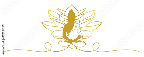 Vector Buddha and lotus flower for vesak day background