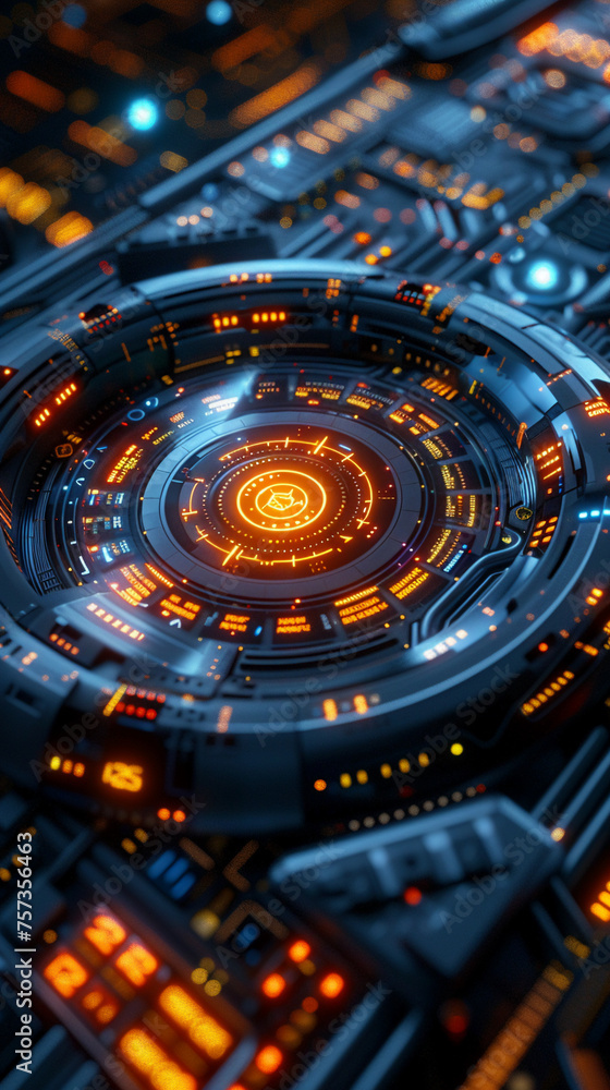 Obraz premium A holographic interface featuring futuristic data visualization elements