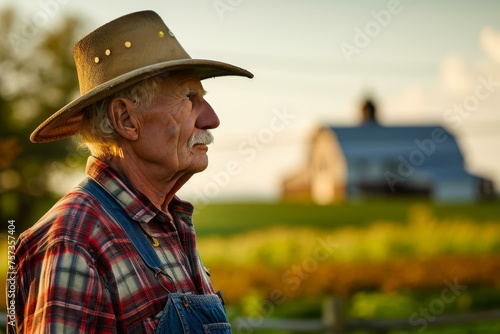 Golden American farmer wheat field. Plant person. Generate Ai