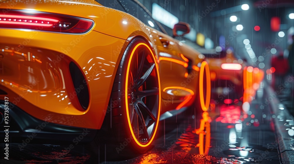 Orange Car Lights Night Long Exposure, Background HD, Illustrations