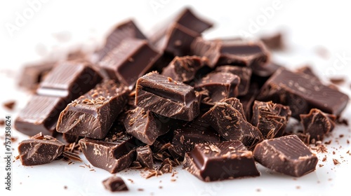 Isolated group of chocolate shavings