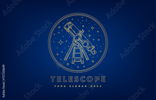 Telescope and star logo vector
