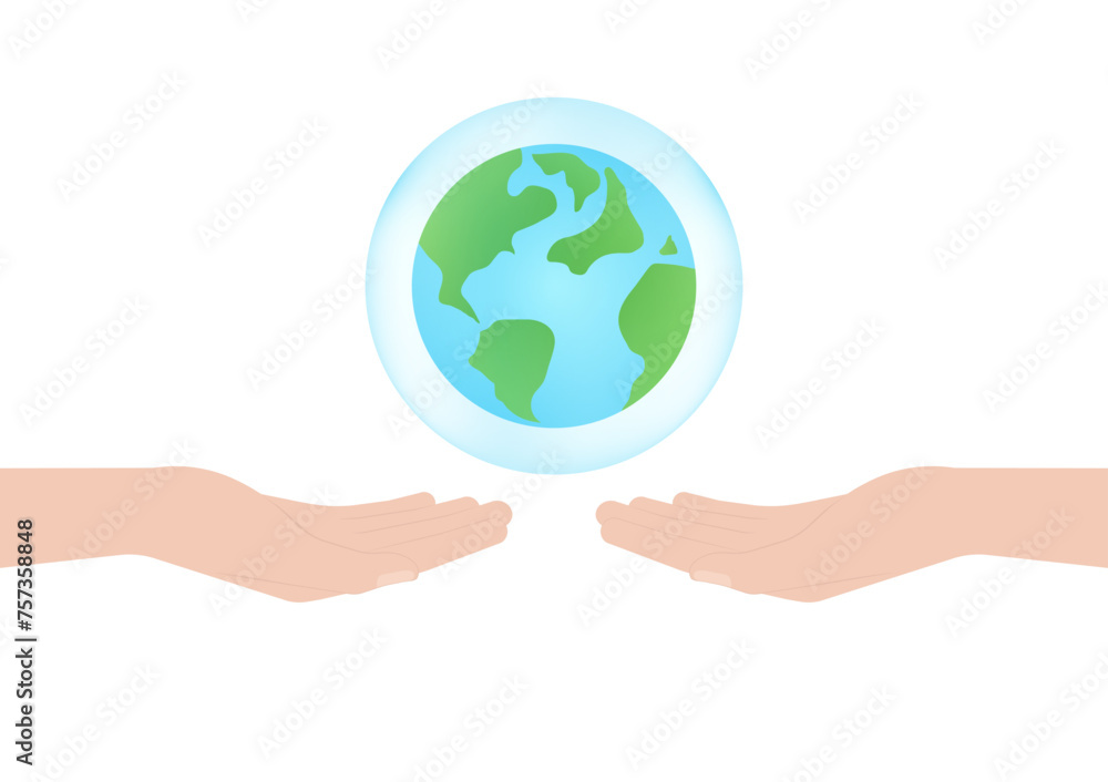 Save Water or Save the World Concept. Hand Holding Drop of Water and World. World Water Day and Environment day. Vector Illustration. Save Water or Save the World Concept. Hand Holding Drop of Water and World. World Water Day and Environment day. Vector Illustration.