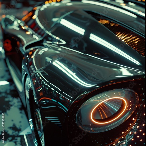 Close-up shots of futuristic car textures and materials,generative ai