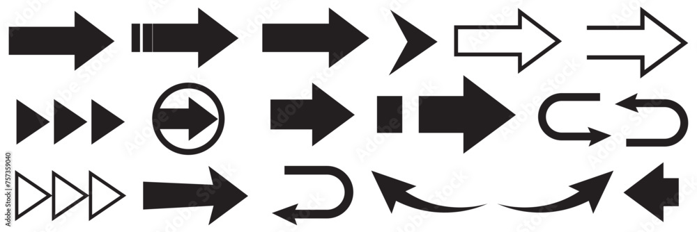 Arrows set of black icons. Arrow icon. Arrow vector collection. Arrow. Cursor. Modern simple arrows. Vector file illustration. eps 10 Arrows set of black icons. Arrow icon. Arrow vector collection. Arrow. Cursor. Modern simple arrows. Vector file illustration. eps 10