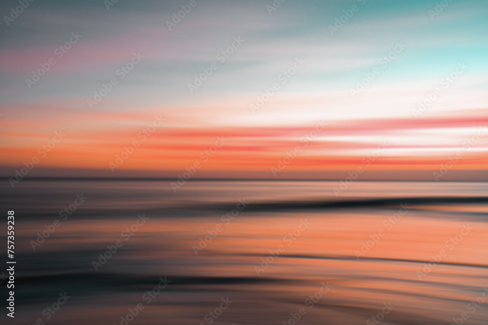 Red sunset over the sea, abstract, soft blur