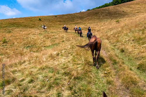 Horseback riding in the carpathian landscape