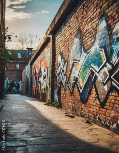 Urban Graffiti Art on Brick Wall Background