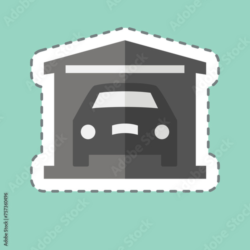 Sticker line cut Garage. related to Car ,Automotive symbol. simple design editable. simple illustration