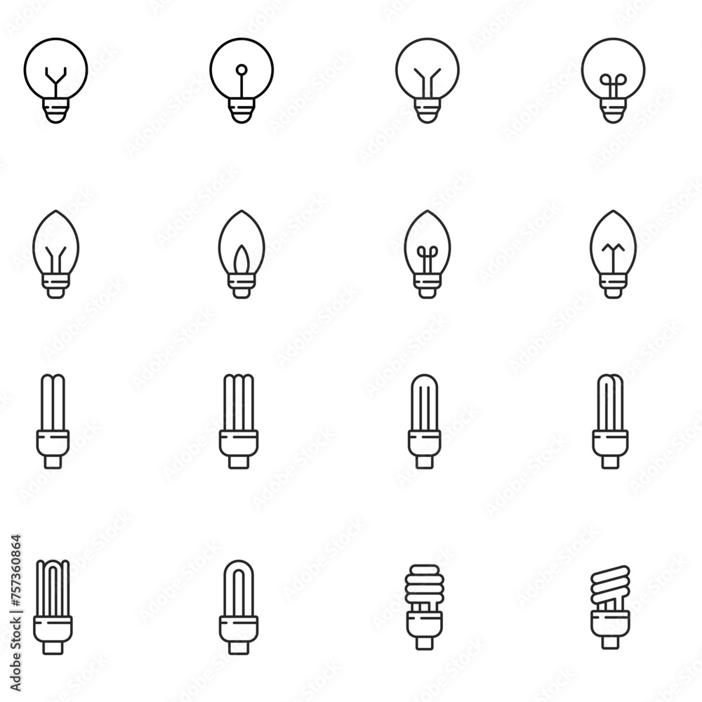 lamps icon set. illustrations. vector. editable lamps icon set. illustrations. vector. editable