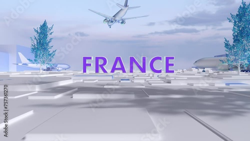 France. Airplane flying to France. 4K. 60fps