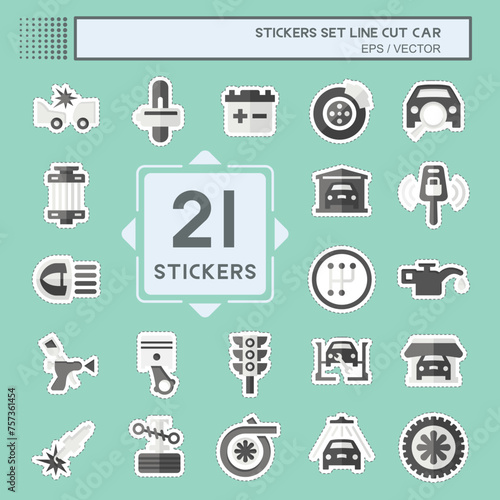 Sticker line cut Set Car. related to Car ,Automotive symbol. simple design editable. simple illustration