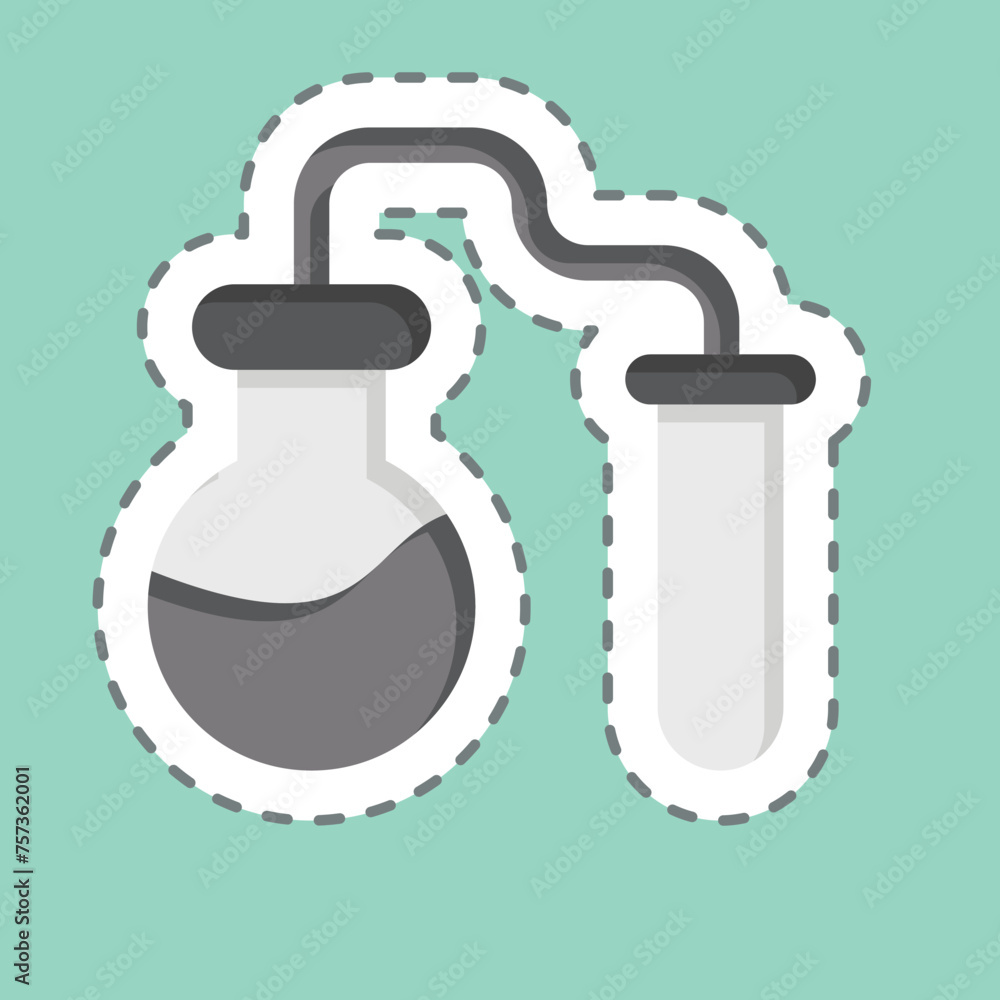 Obraz premium Sticker line cut Chemical Experiments. related to Biochemistry symbol. simple design editable. simple illustration
