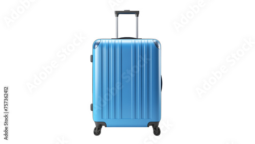 Blue travel bag cutout. Isolated suitcase for travel on transparent background