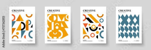 Trendy covers design. Minimal geometric shapes compositions