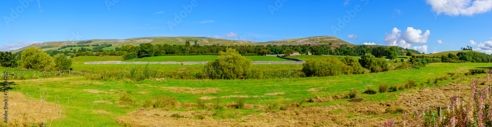 Panorama of landscape and countryside, Yorkshire Dales National Park
