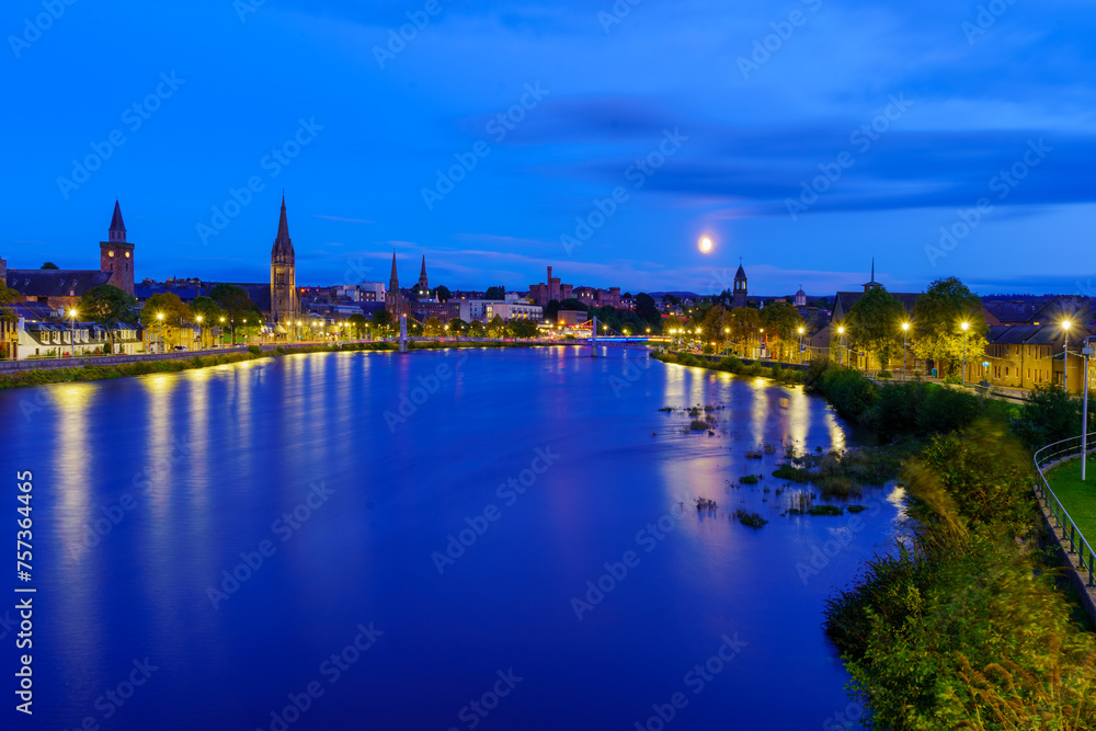 Evening view of the River Ness and Inverness skyline